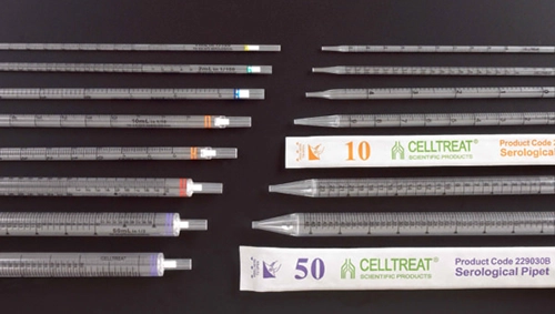 CELLTREAT Serological Pipettes, Individually Wrapped and Packed in Bags, Sterile and Color Coded